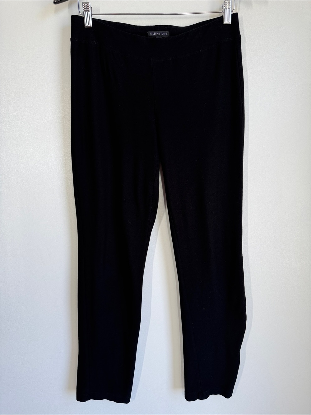 EILEEN FISHER System Washable Stretch Crepe Straight Pant in Black - XS